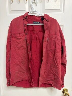 Point Zero Red Cotton Button-Up Overshirt